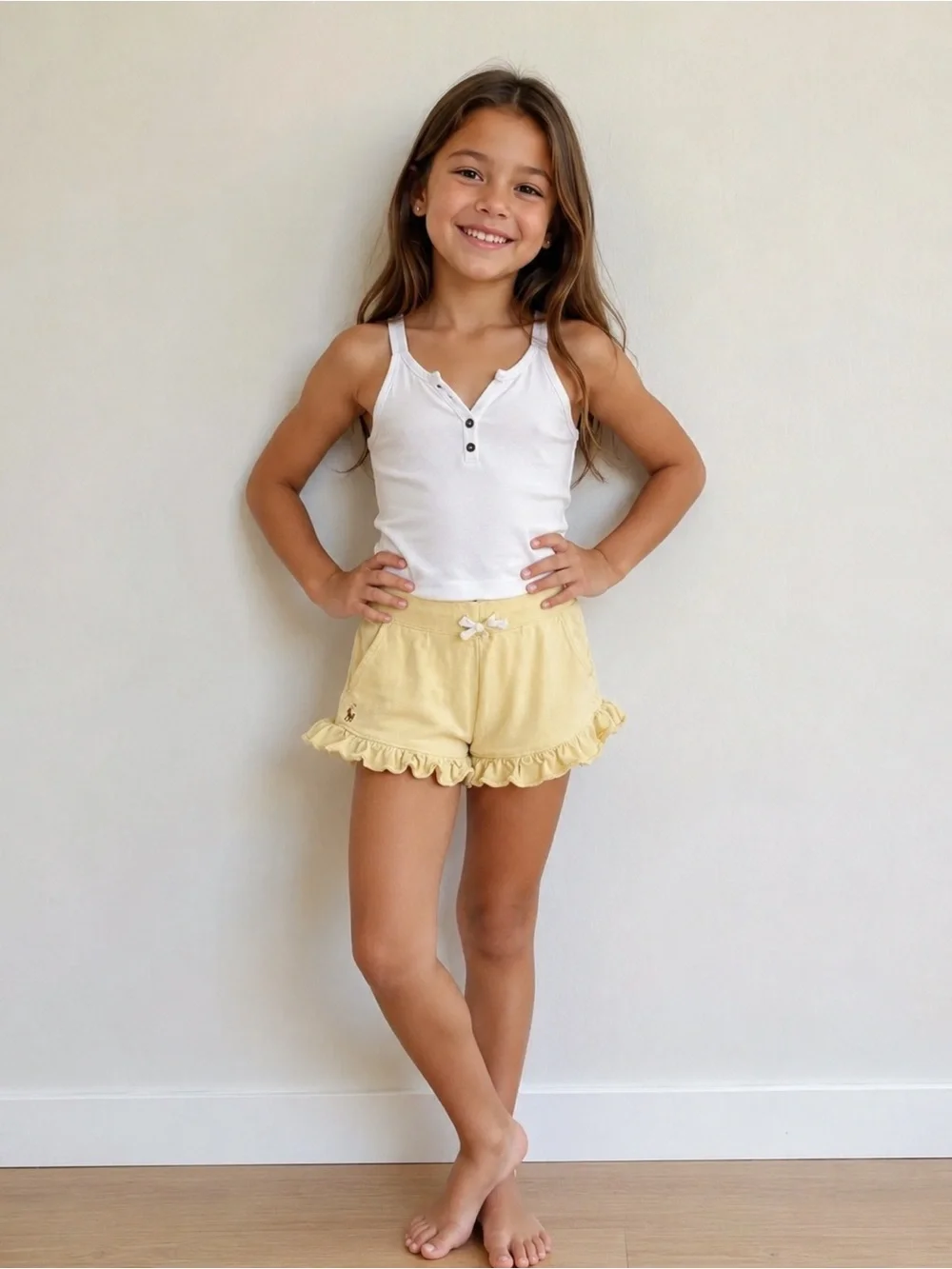 Ralph Lauren Yellow Ruffle Hem Girls' Shorts